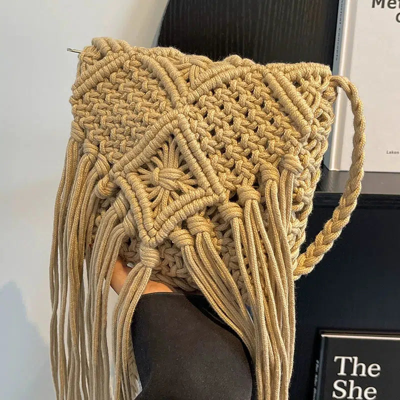 Handmade Macrame Fringe Shoulder Bag