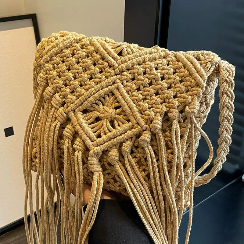 Handmade Macrame Fringe Shoulder Bag
