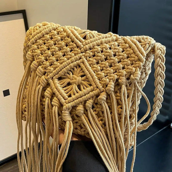 Handmade Macrame Fringe Shoulder Bag