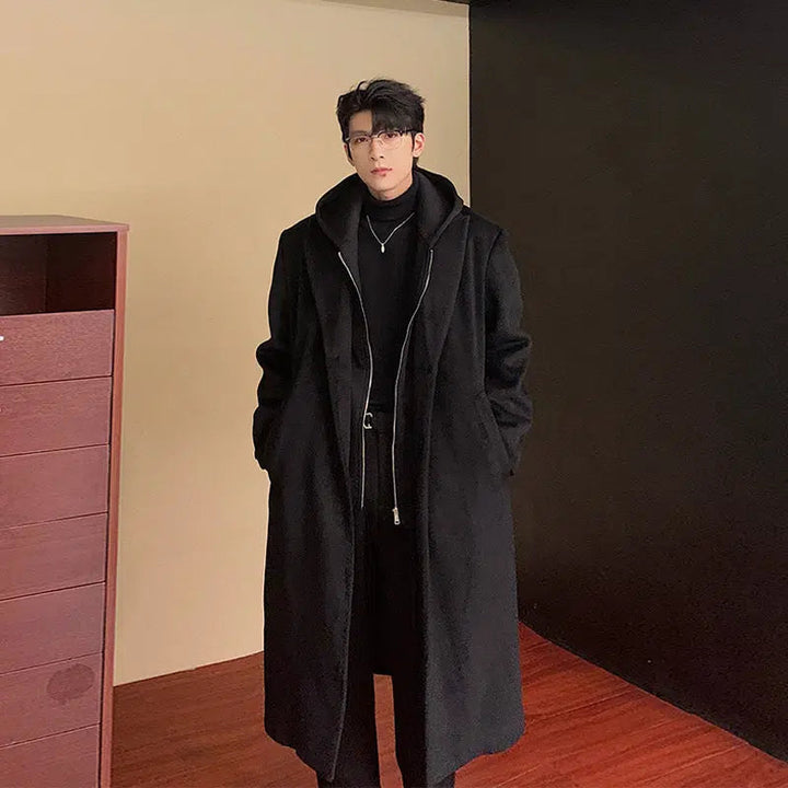 Hooded Two-piece Wool Trench Coat