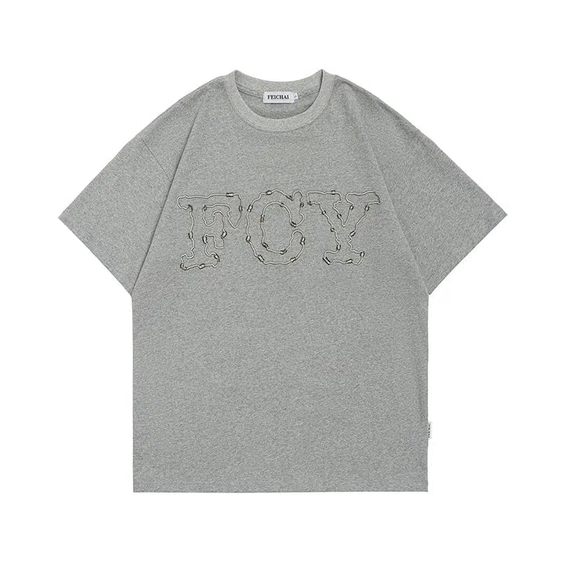 Lettering Embroidered Crew Neck T-shirt