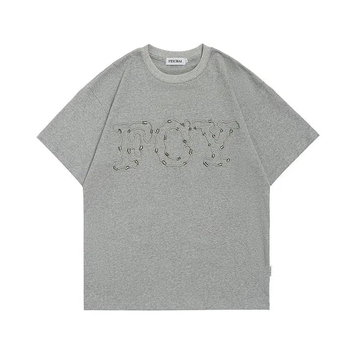 Lettering Embroidered Crew Neck T-shirt