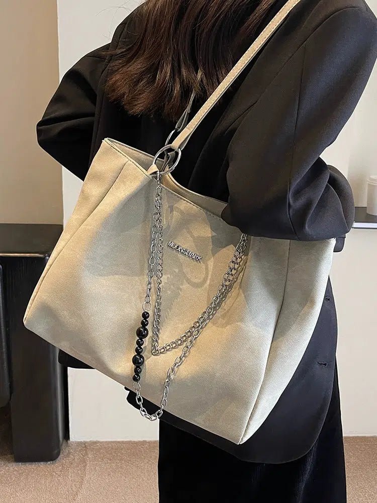 Interior Pockets Chain Strap Tote Bag