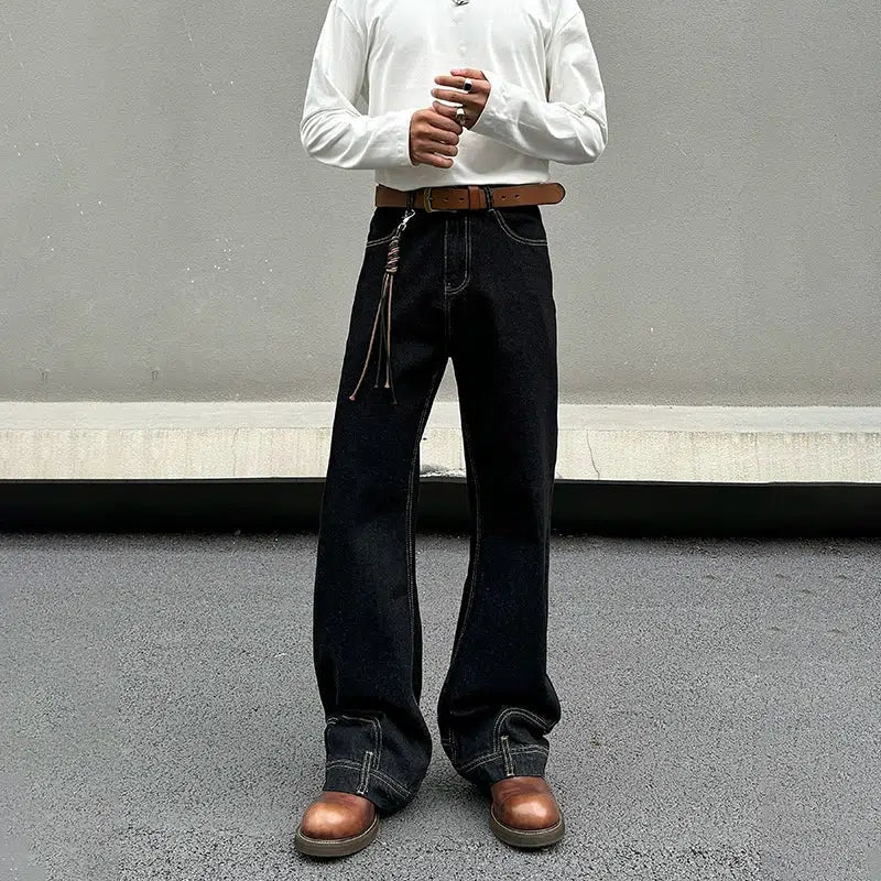 Inverted Wide-Leg Denim Pants