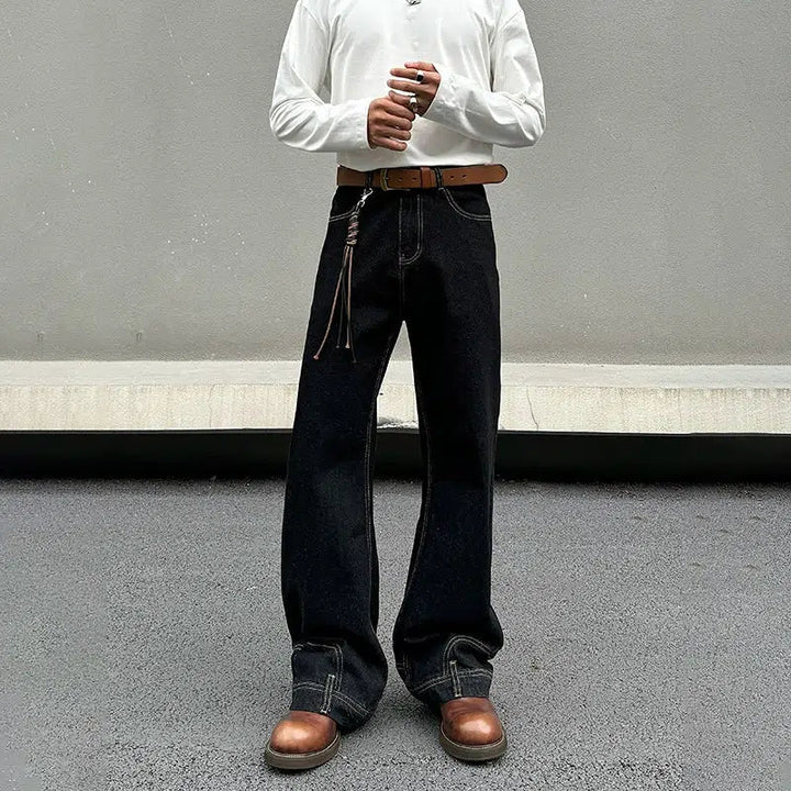 Inverted Wide-Leg Denim Pants