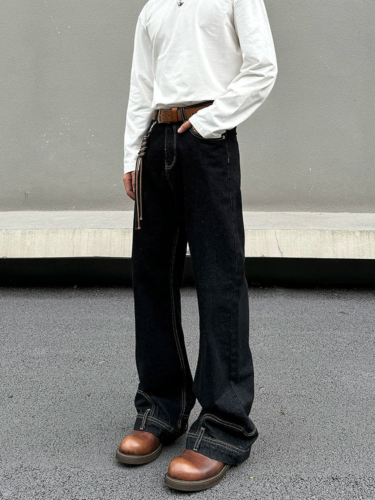 Inverted Wide-Leg Denim Pants