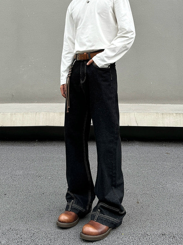Inverted Wide-Leg Denim Pants