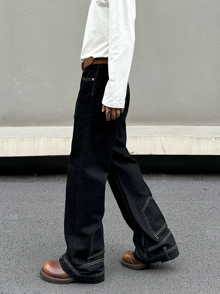 Inverted Wide-Leg Denim Pants