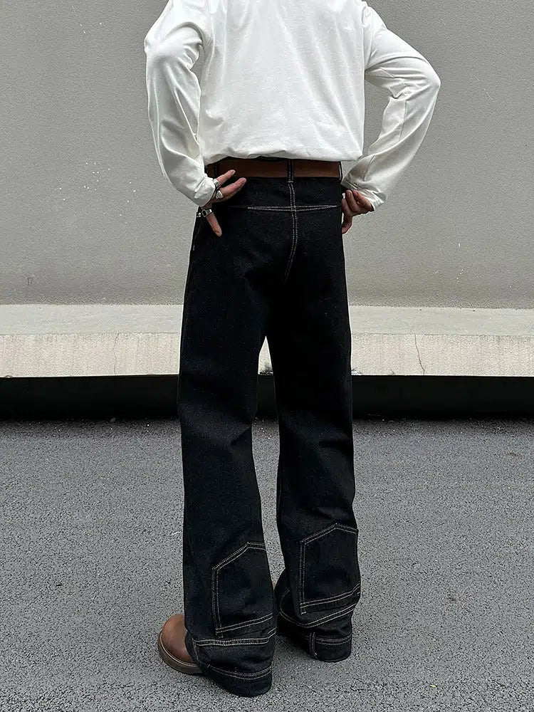 Inverted Wide-Leg Denim Pants