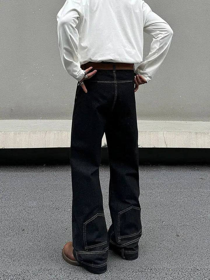 Inverted Wide-Leg Denim Pants