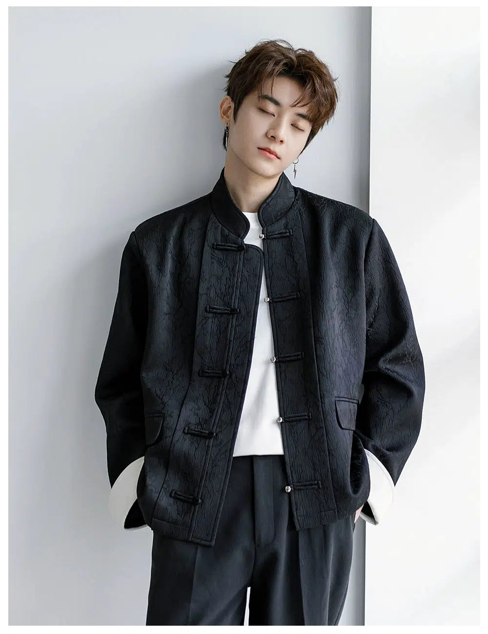 Japanese Black Stand-up Collar Jacket