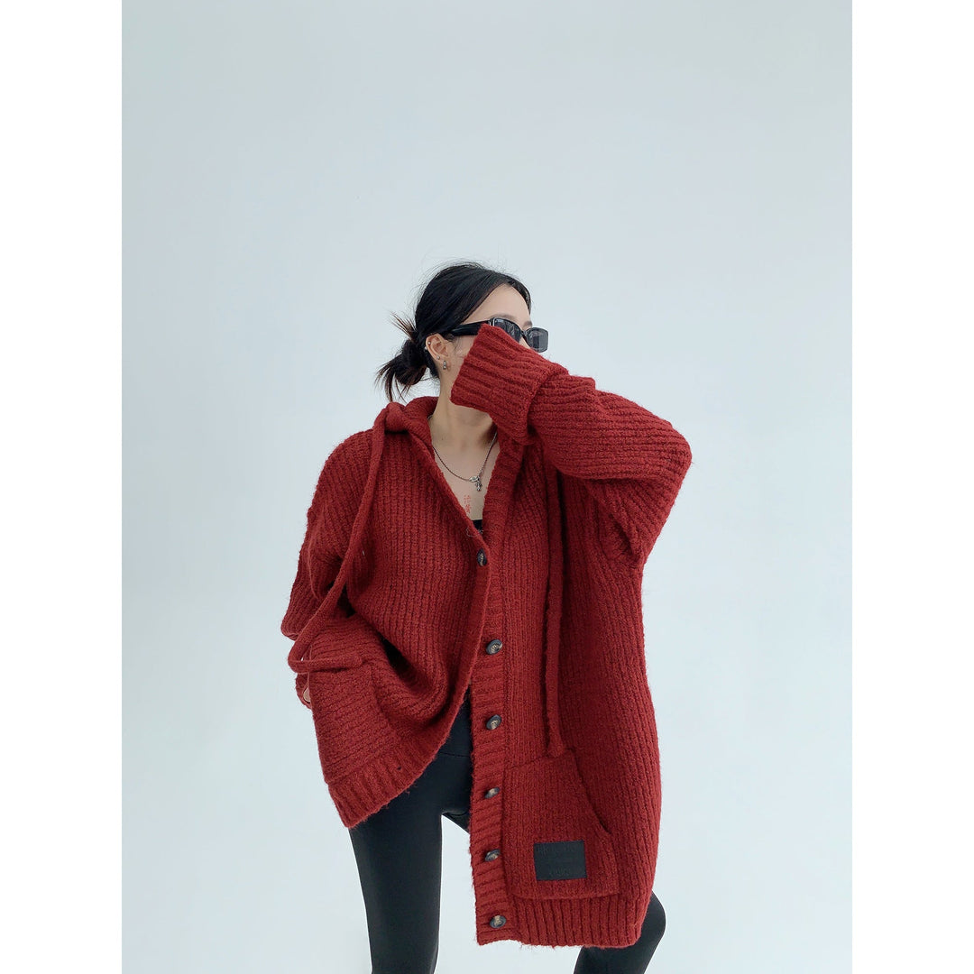 Knitted Button-Up Long Cardigan