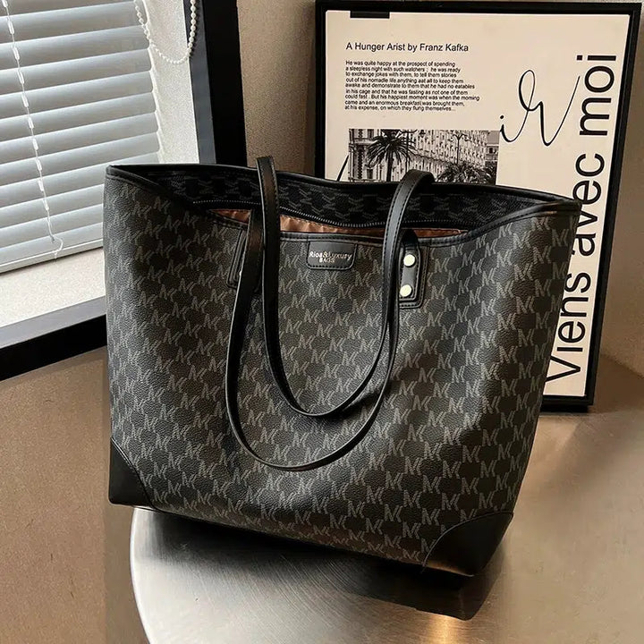 Large Leather Monogram Tote Bag