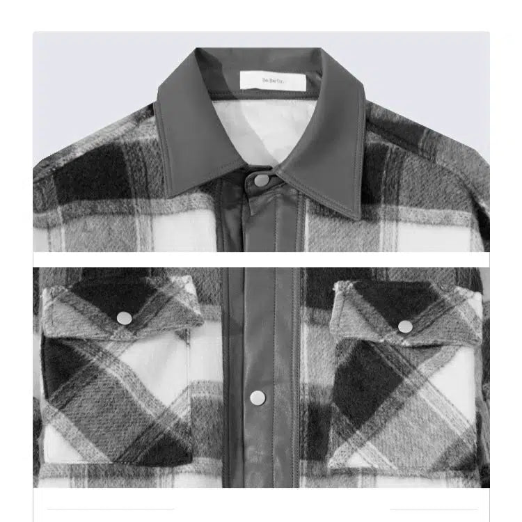 Leather Accents Plaid Jacket