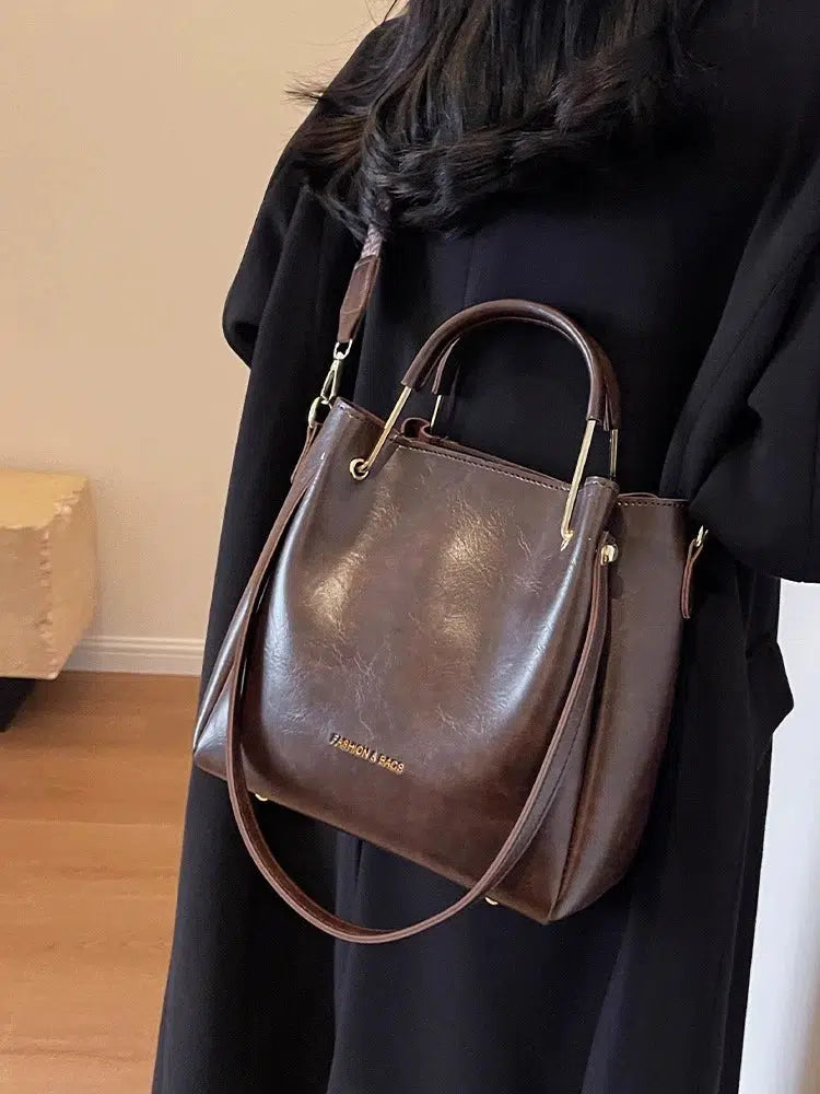 Leather Shoulder Strap Tote Bag
