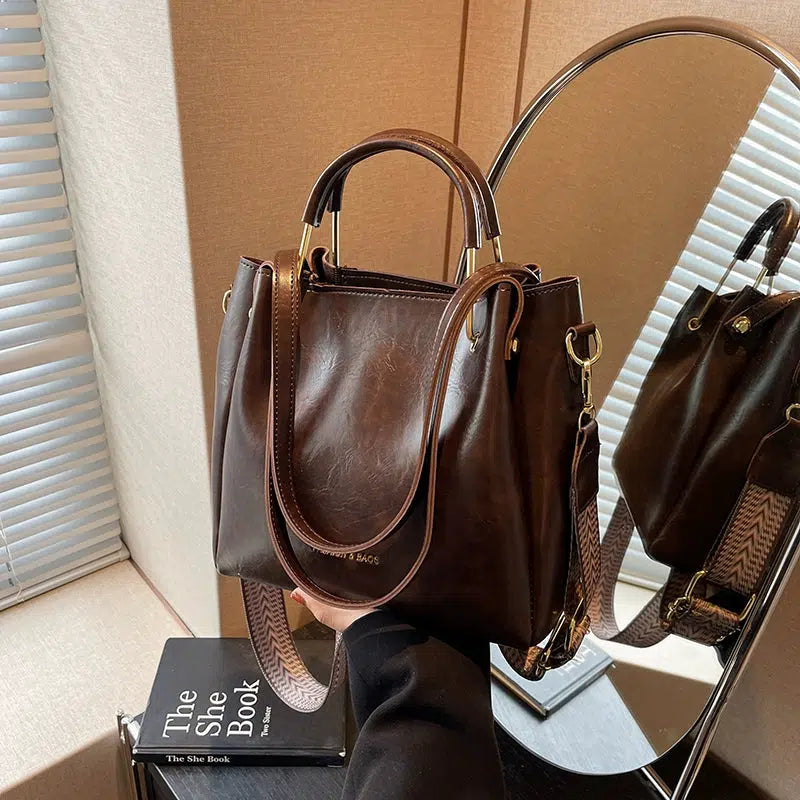 Leather Shoulder Strap Tote Bag