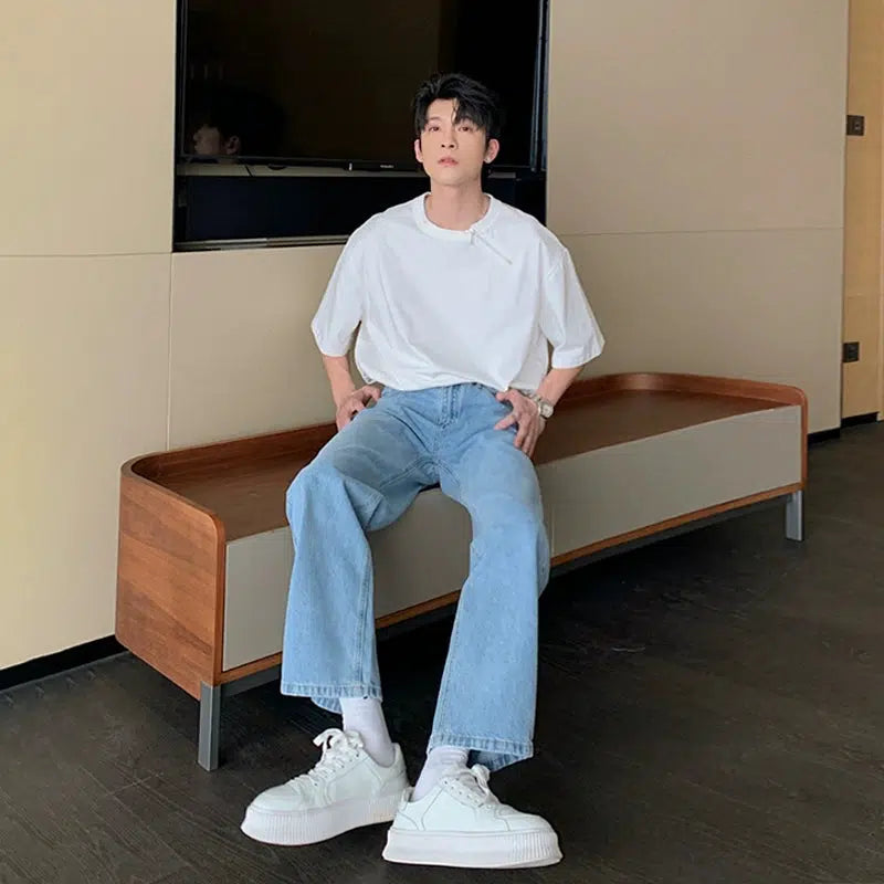 Light Blue Straight-leg Jeans