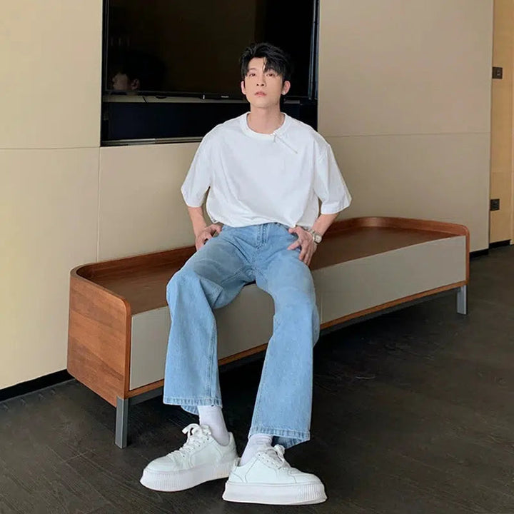 Light Blue Straight-leg Jeans