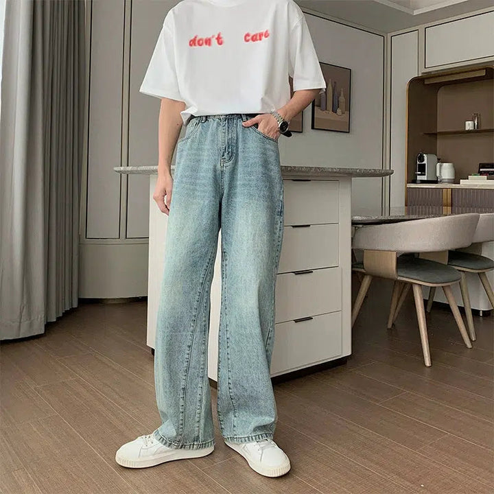 Light Blue Straight-leg Jeans