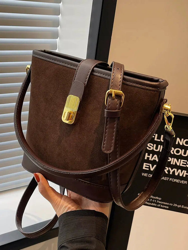 Lock Clip Adjustable Strap Bucket Bag