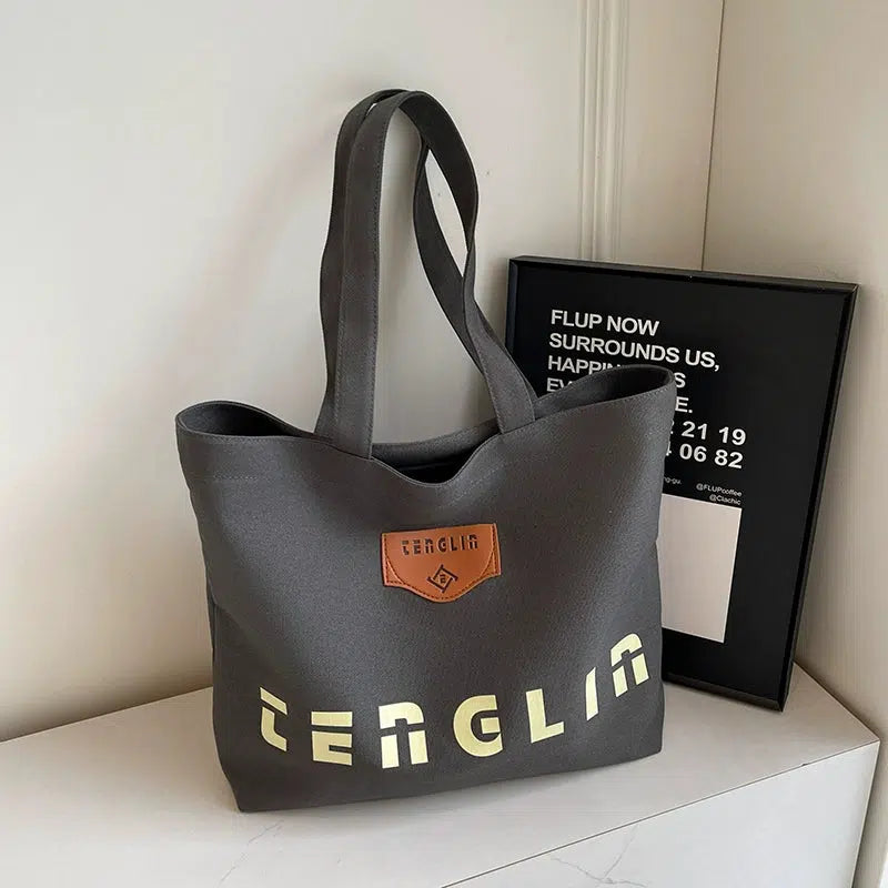 Logo Patch Canvas Tote Bag