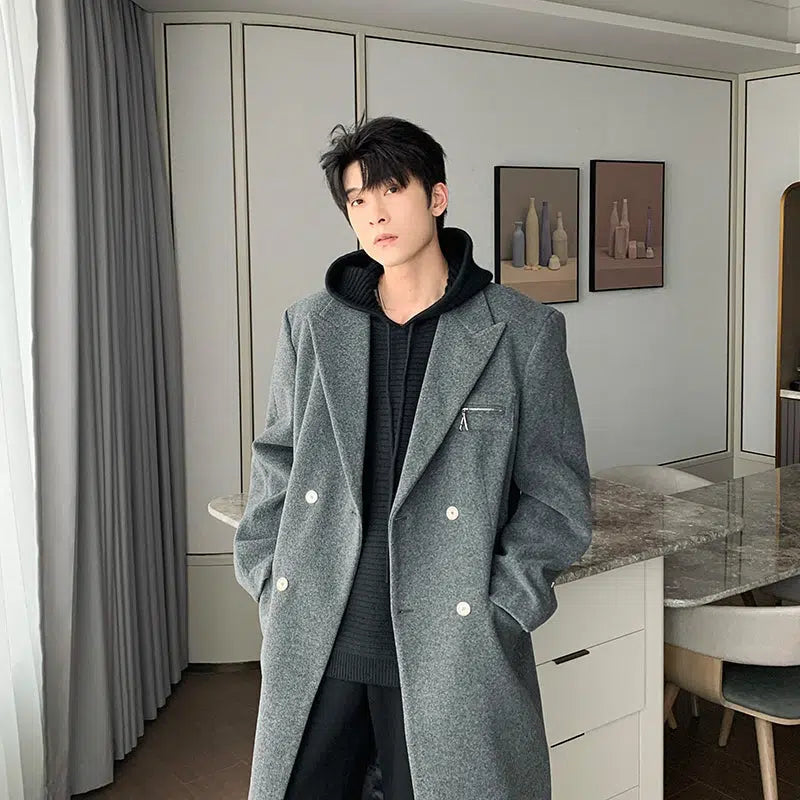 Long Double-breasted Wool Coat