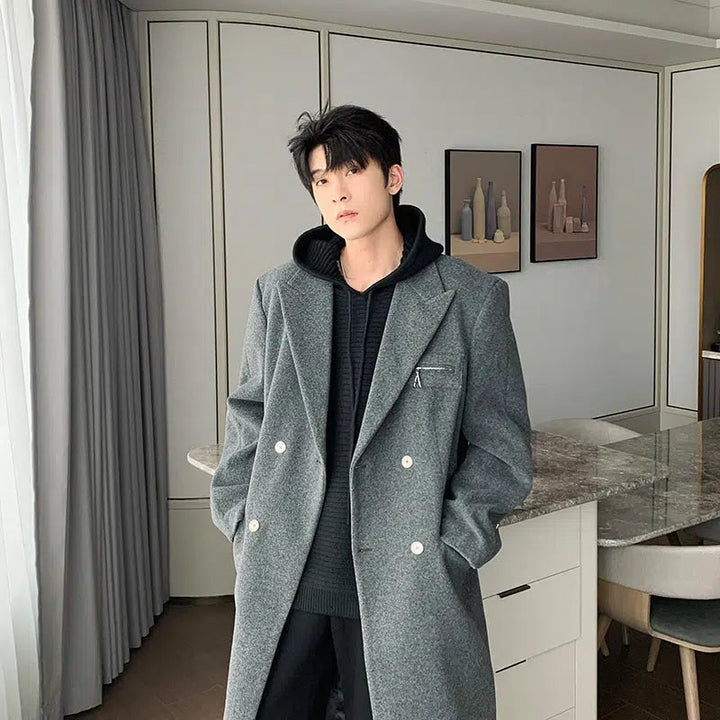 Long Double-breasted Wool Coat