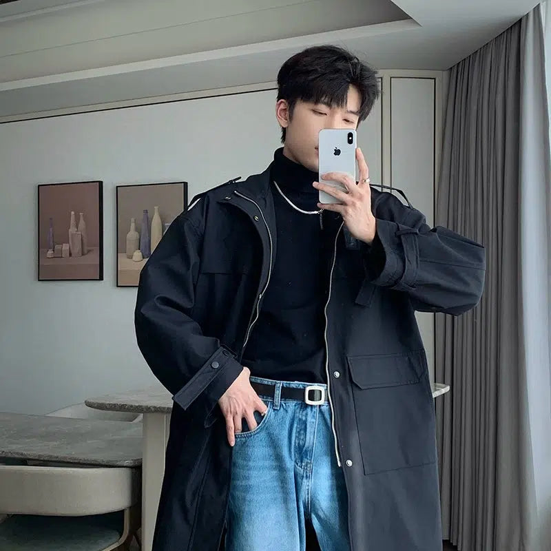 Long Windproof Medium-length Coat