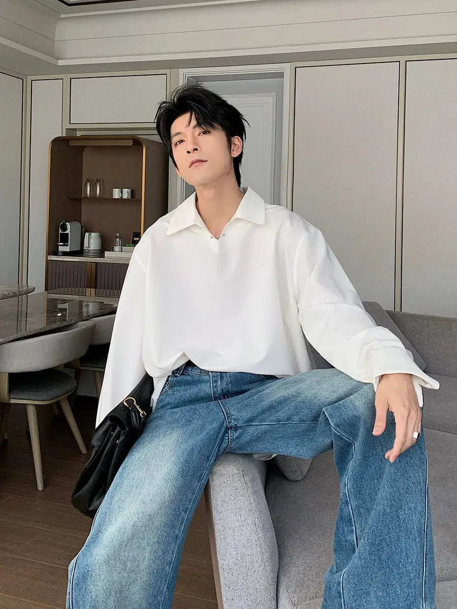 Loose Fit Lapel Pullover