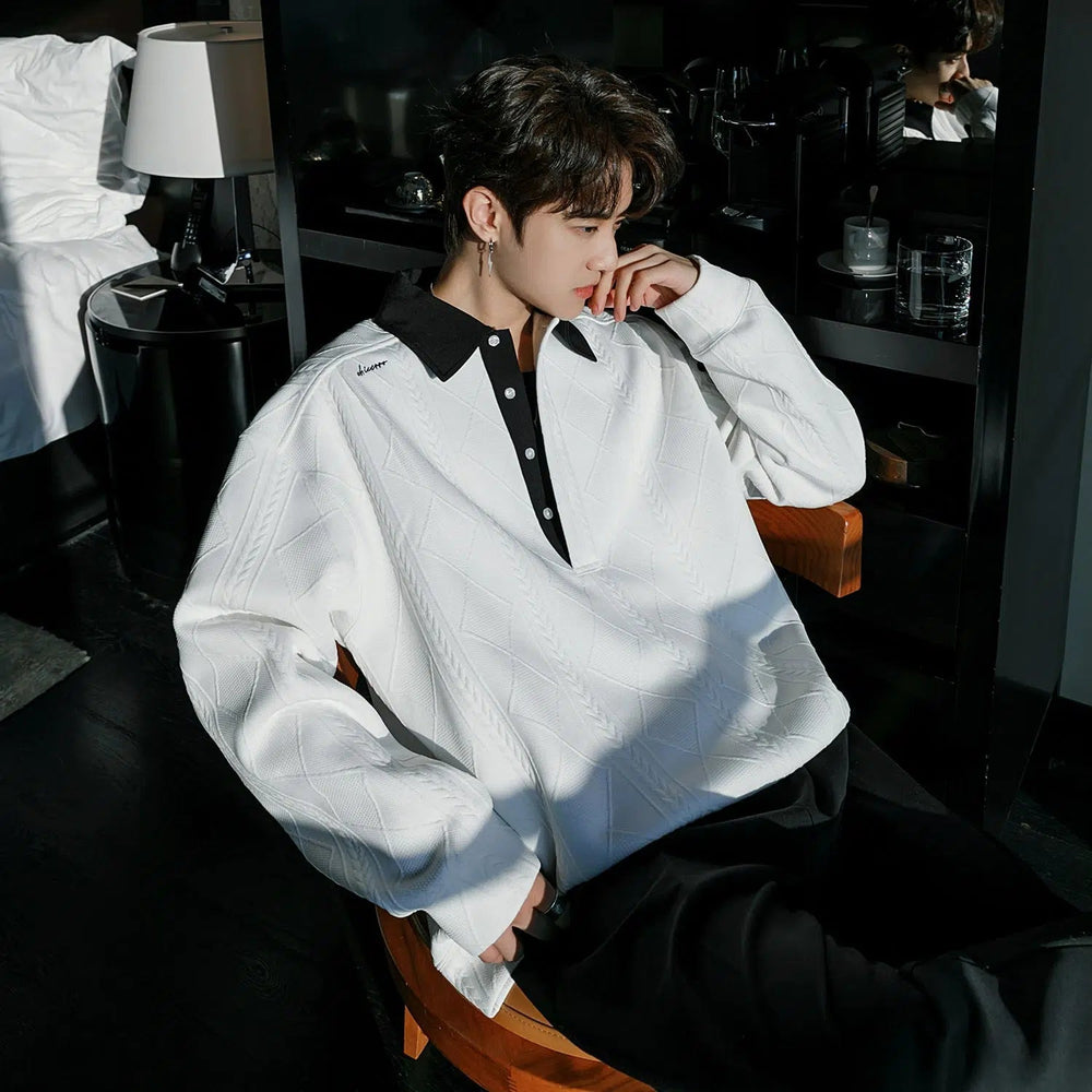 Loose Fit Lapel Pullover