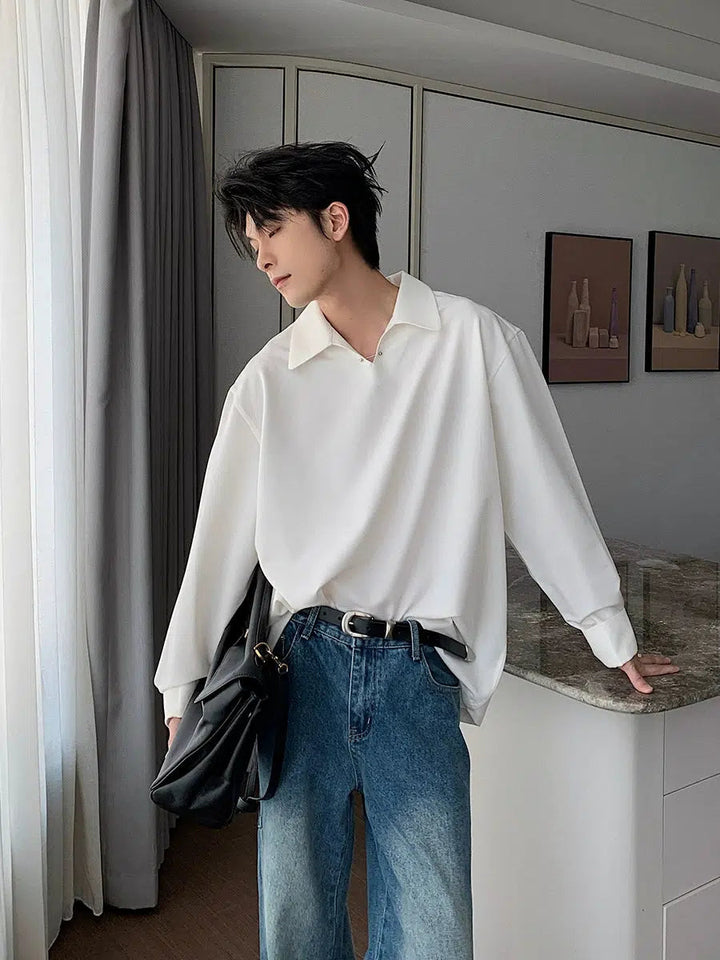 Loose Fit Lapel Pullover