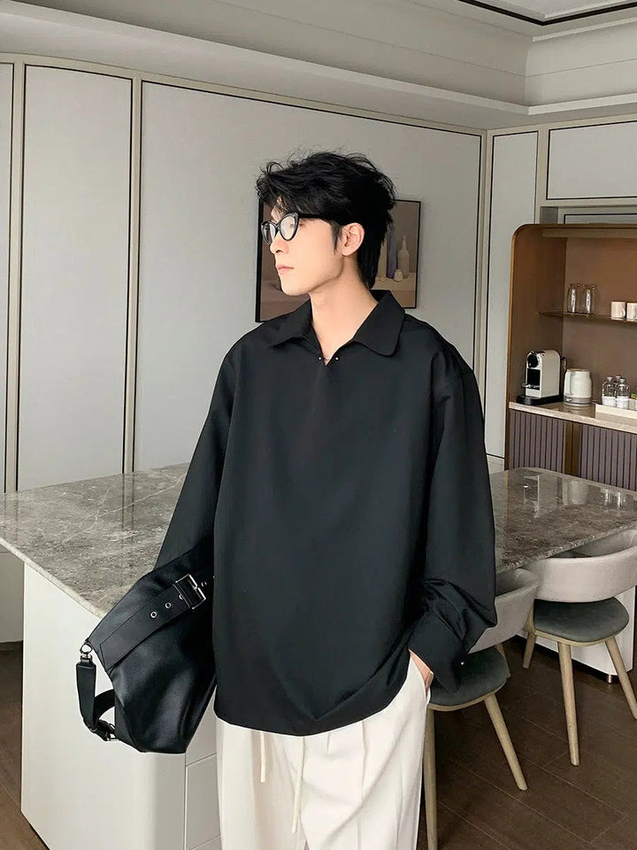 Loose Fit Lapel Pullover