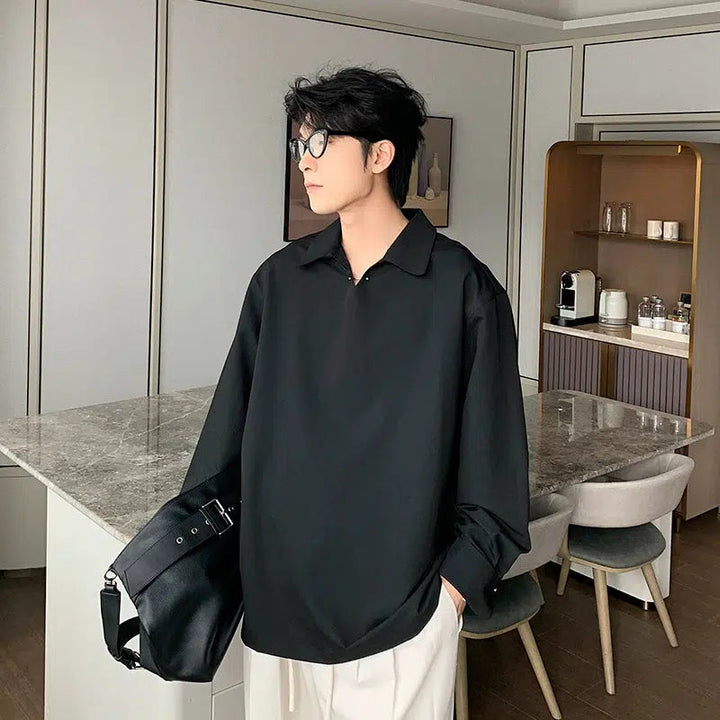 Loose Fit Lapel Pullover