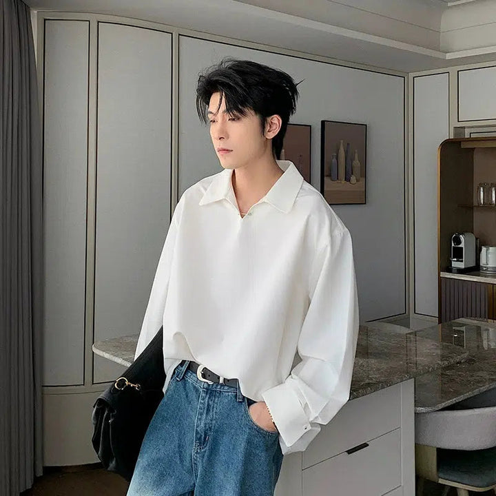 Loose Fit Lapel Pullover