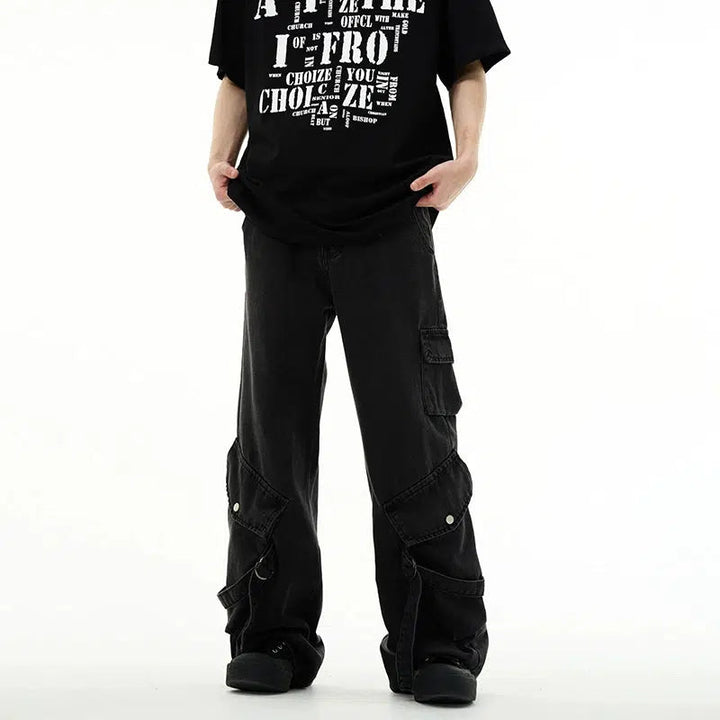 Loose-fit Black Straight-leg Cargo Pants
