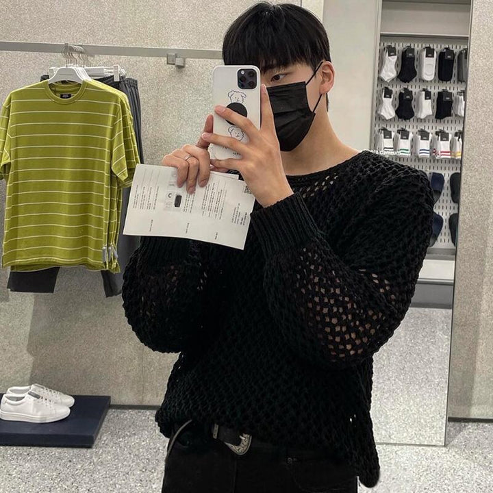 Loose-fit Mesh-knit T-shirt