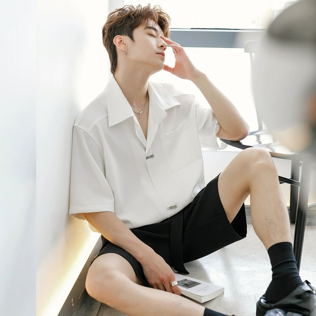 Metal Button Short Sleeve Shirt