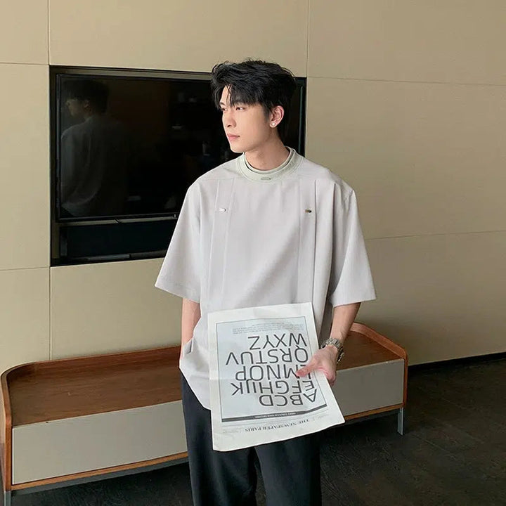 Minimalist Oversized T-shirt with Metal Rivet Accents