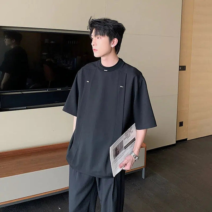 Minimalist Oversized T-shirt with Metal Rivet Accents