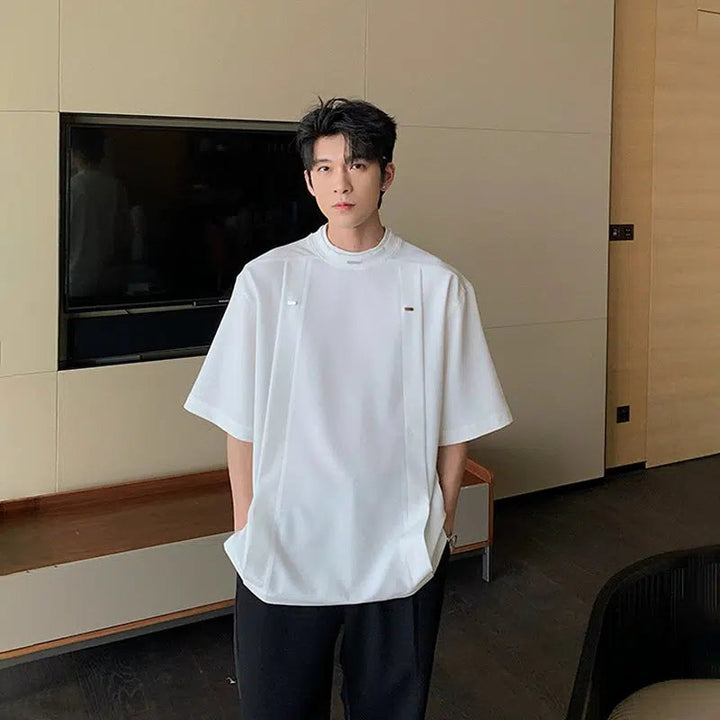 Minimalist Oversized T-shirt with Metal Rivet Accents