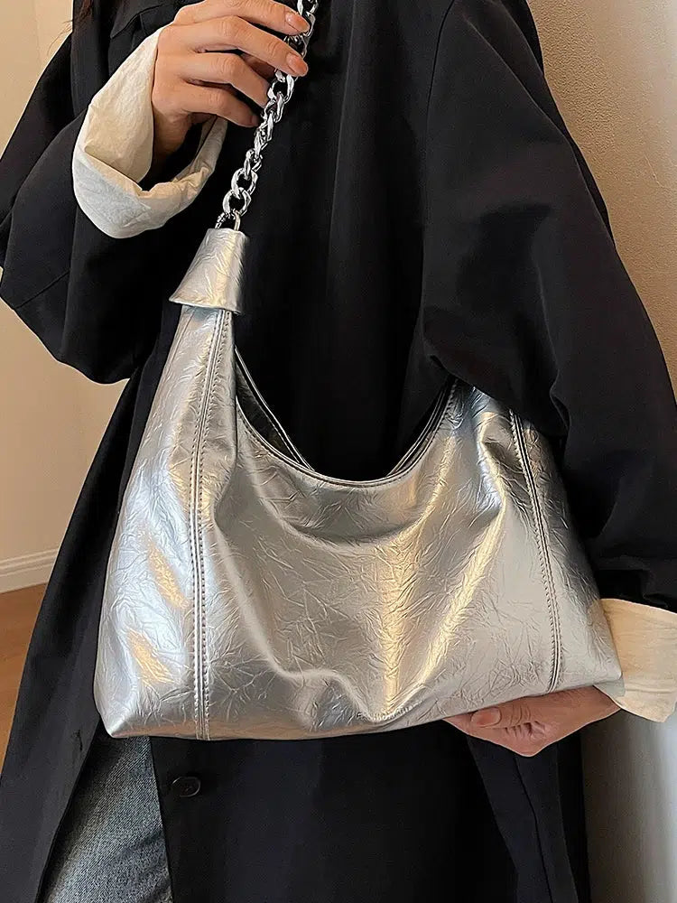 Modern Metallic Chain Tote Bag