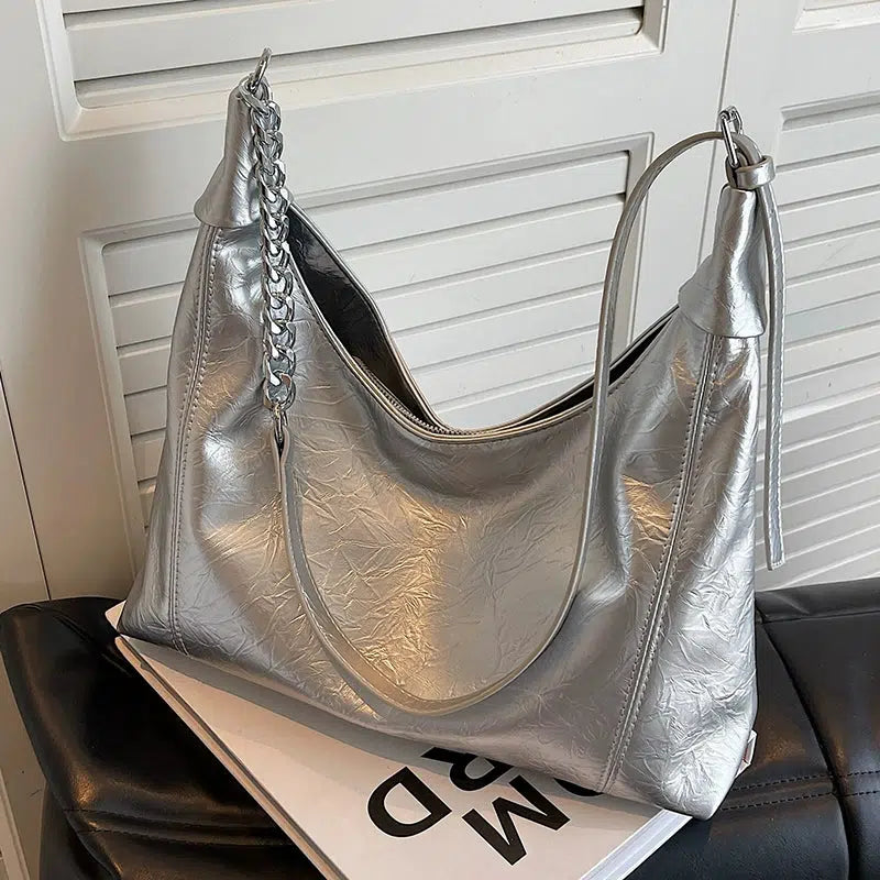 Modern Metallic Chain Tote Bag