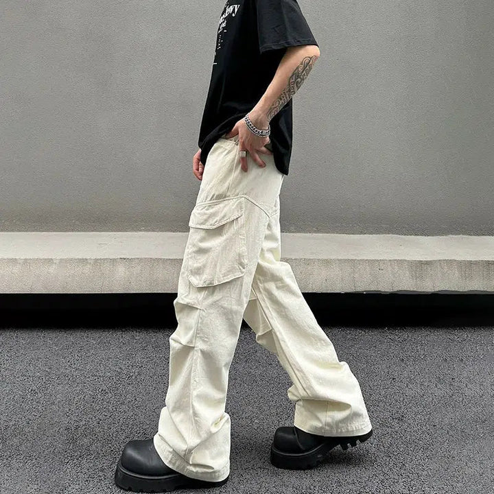 Multi-pocket Wide-leg Cargo Pants