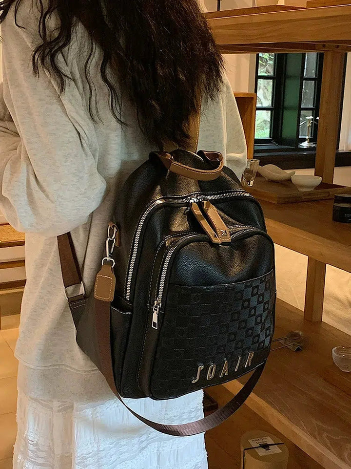 Multiple Pockets Leather Backpack