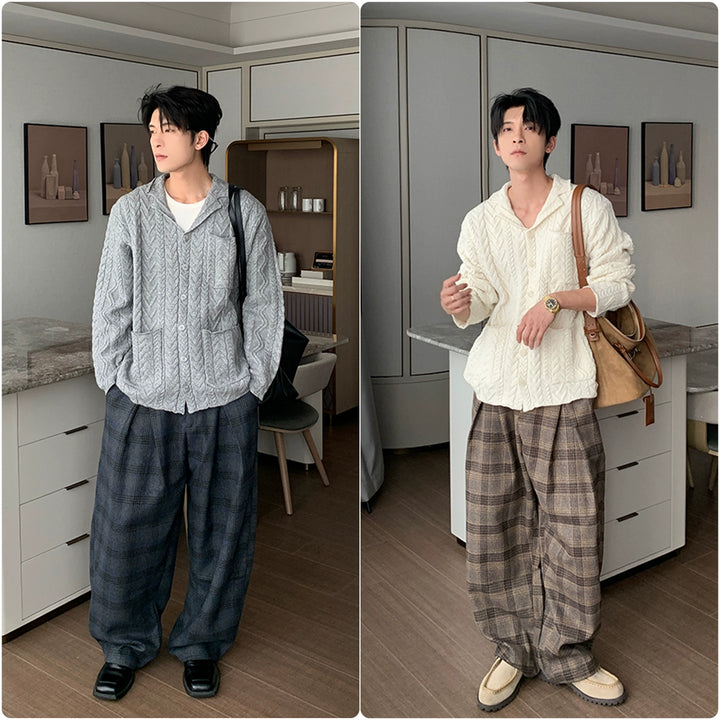 Cable Knit Wool Cardigan Sweater