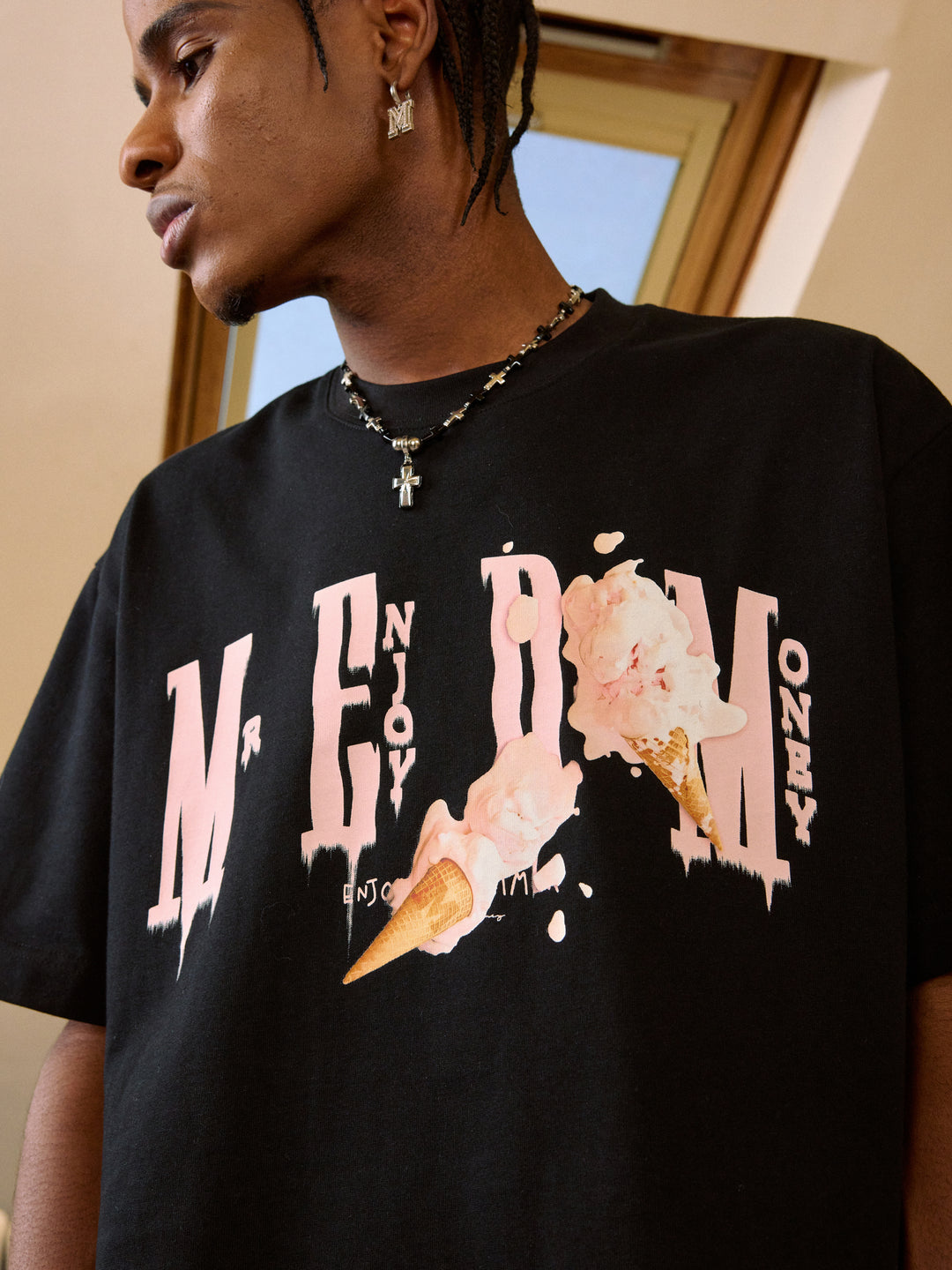 アイスクリームグラフィックルーズフィットショートスリーブTシャツ