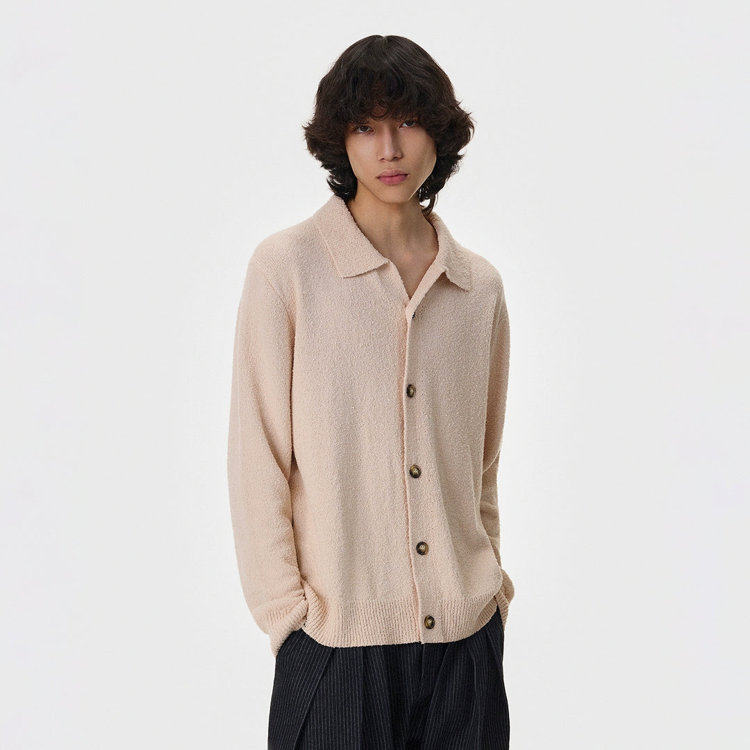 Polar Fleece Polo Collar Cardigan