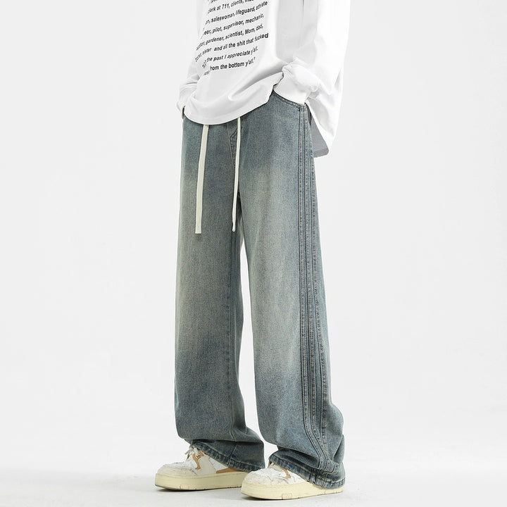Washed Wide-Leg Drawstring Pants