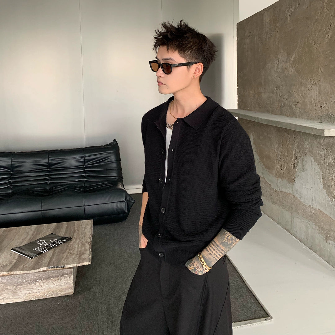 Lapel Slim Knit Cardigan Sweater