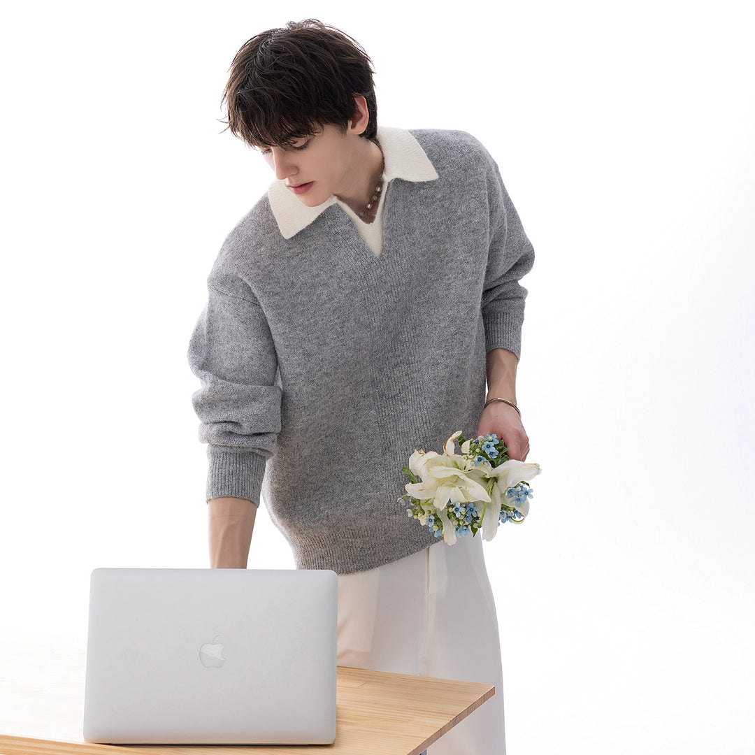 Wool Lapel Sweater